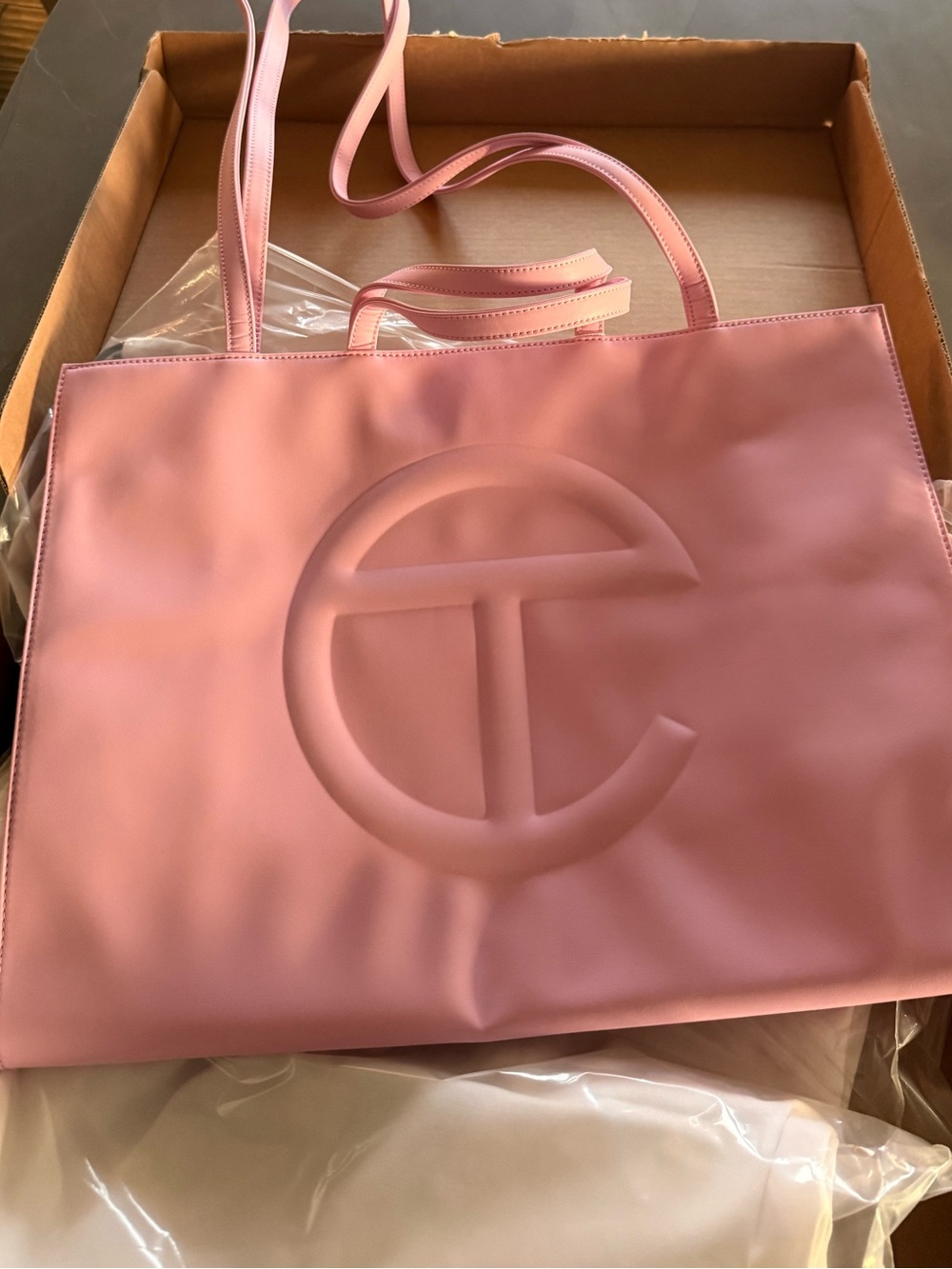 Telfar Blush Pink bubblegum Embossed large Logo Tote